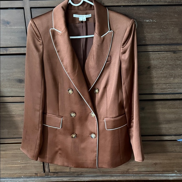 Veronica Beard Jackets & Blazers - Veronica Beard Brown Blazer with White Trim- size 6